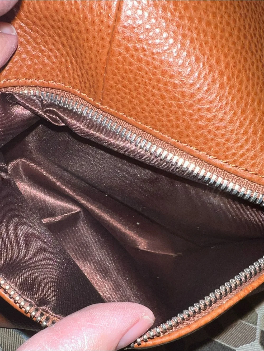 HESHE Cognac Brown Pebbled Satchel Crossbody Bag Tassel Handbag
